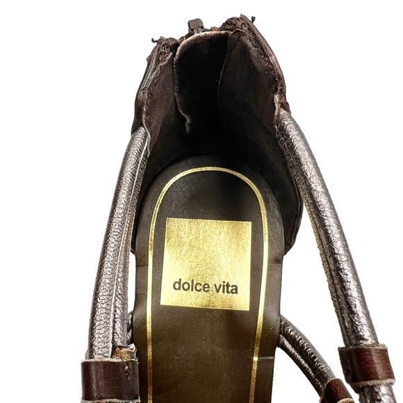 DOLCE VITA Silver & Brown Gladiator Wedge 7 - Picture 7 of 8
